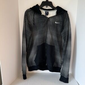 Nike Black Gray Geometric Full-Zip Hoodie Sweatshirt Men's Large